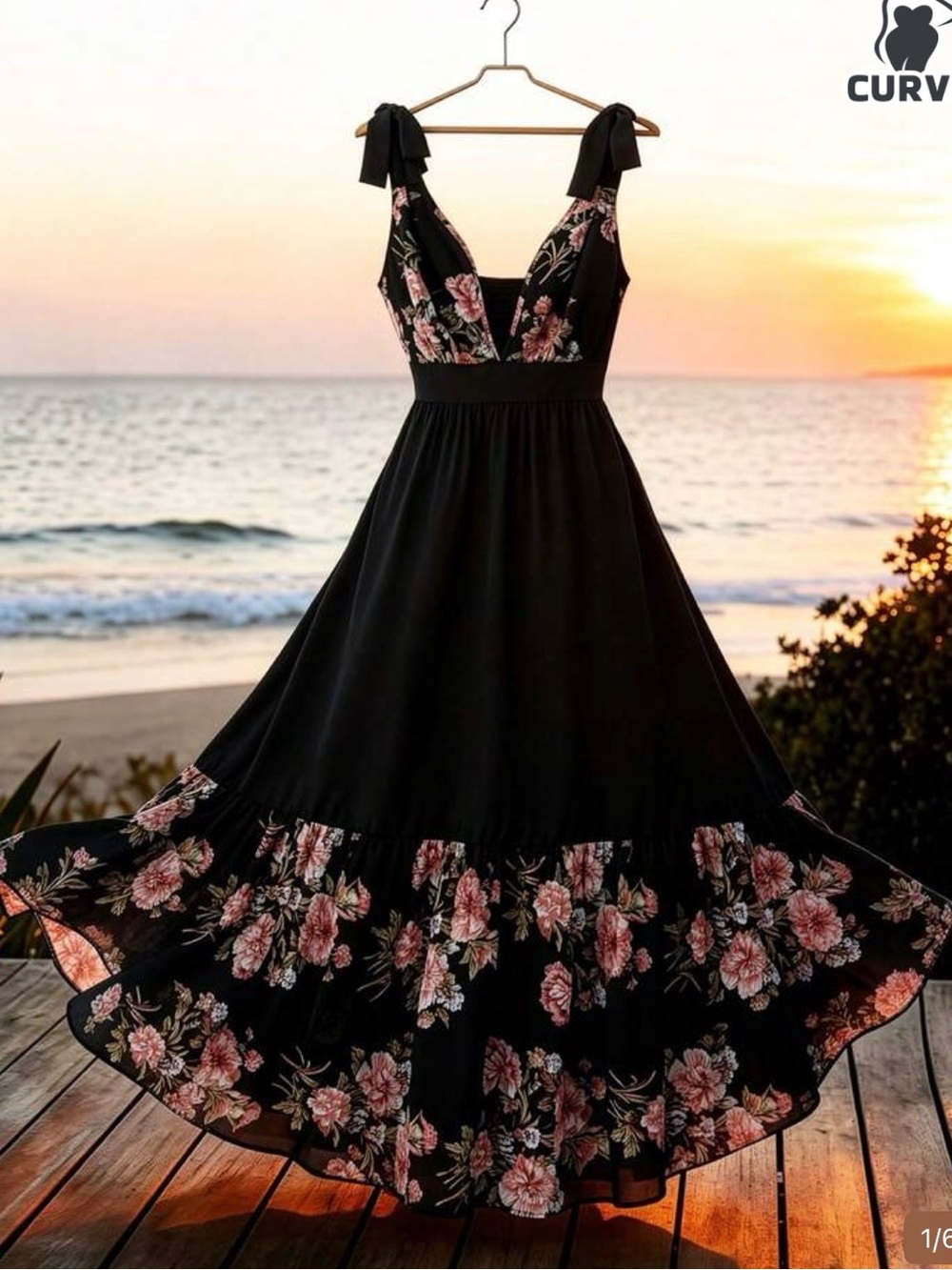 Black and Floral Maxi dress 4X